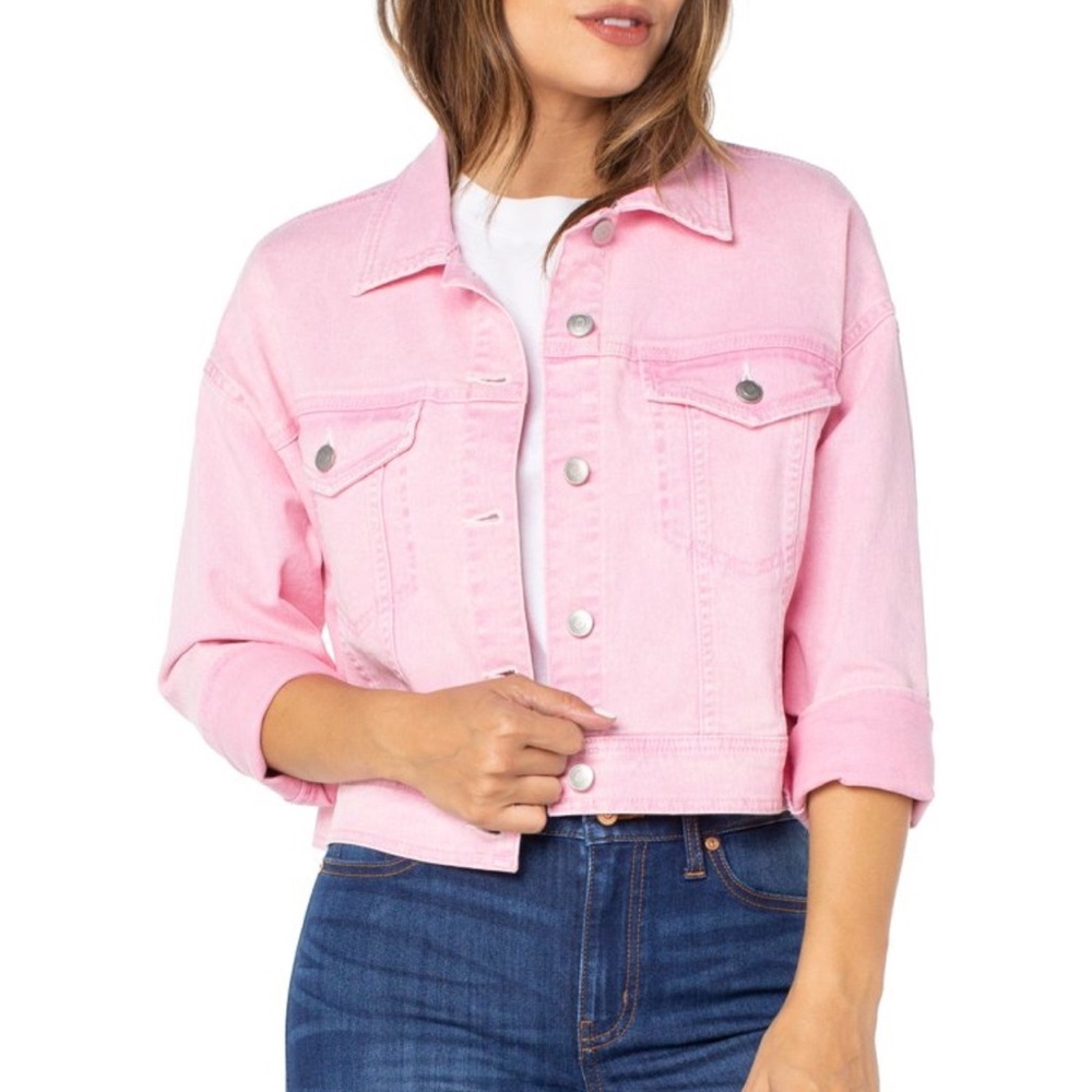 Celebrity Pink Light Pink Boxy Cropped Jean Jacket